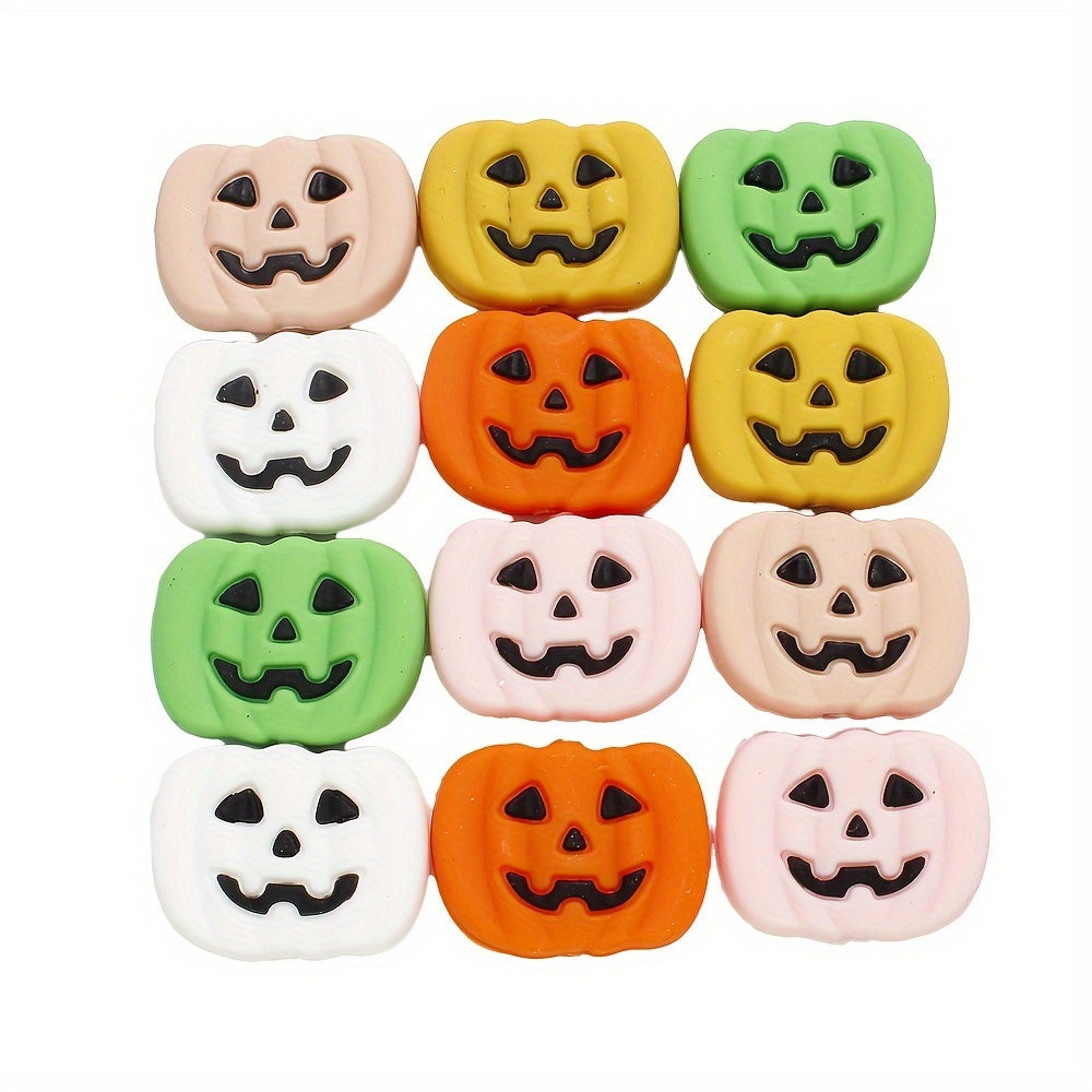 16mm Halloween Pumpkin Spider Ghost Polished Colored Wood Beads Set