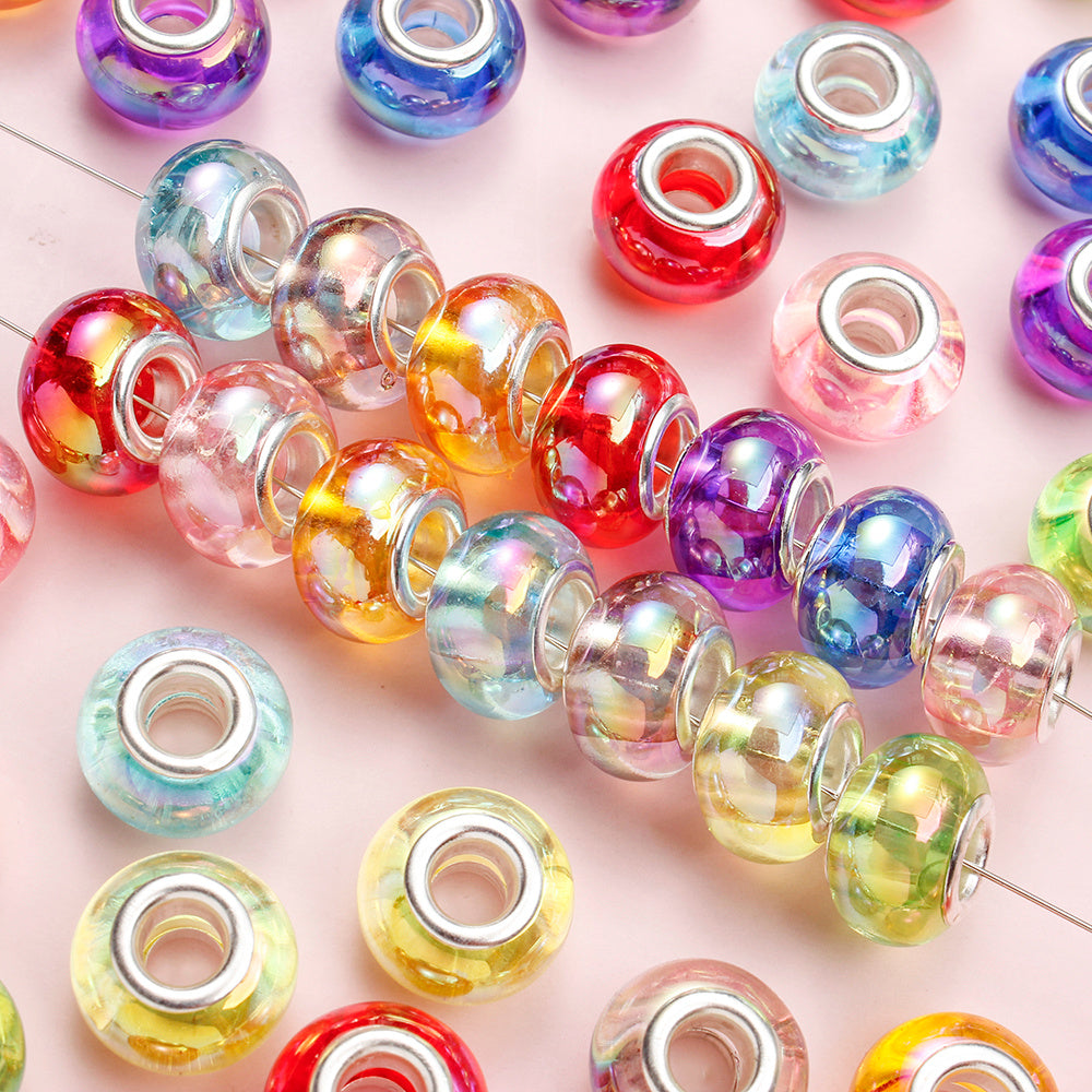 9x14mm Iridescent Acrylic Round Beads