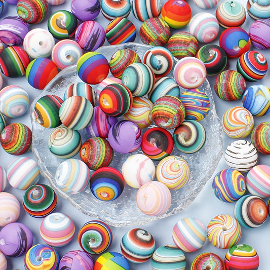 30/50pcs 15mm Universe Rainbow Silicone Beads