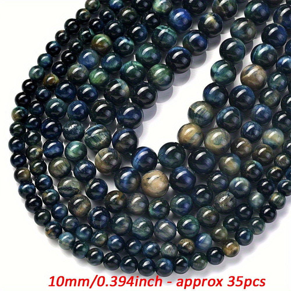 Natural Stone Blue and Green Gradient Tiger Eye Round Beads