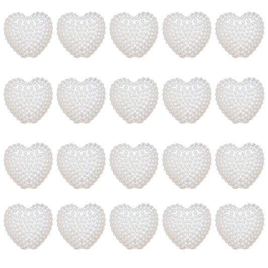 50pcs 12mm Pure White Acrylic Heart Beads