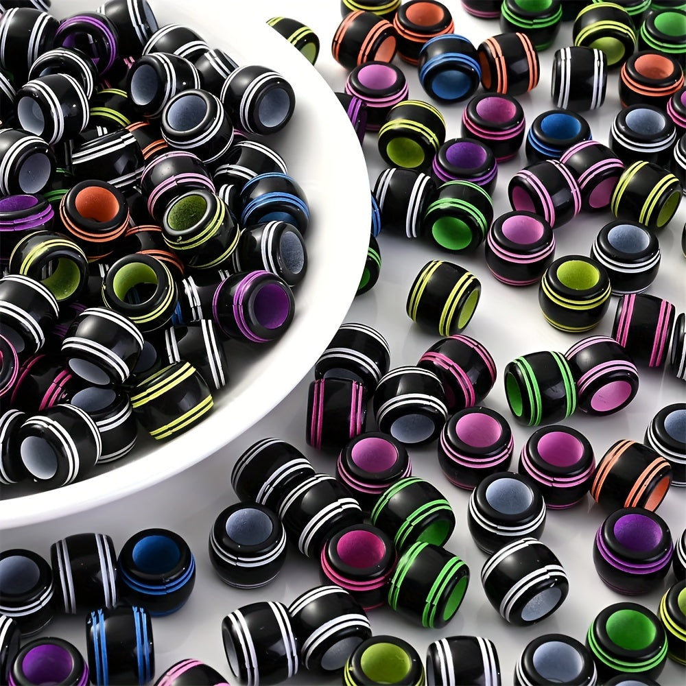 50pcs 12x9mm Black Acrylic Large Hole Spacer Beads