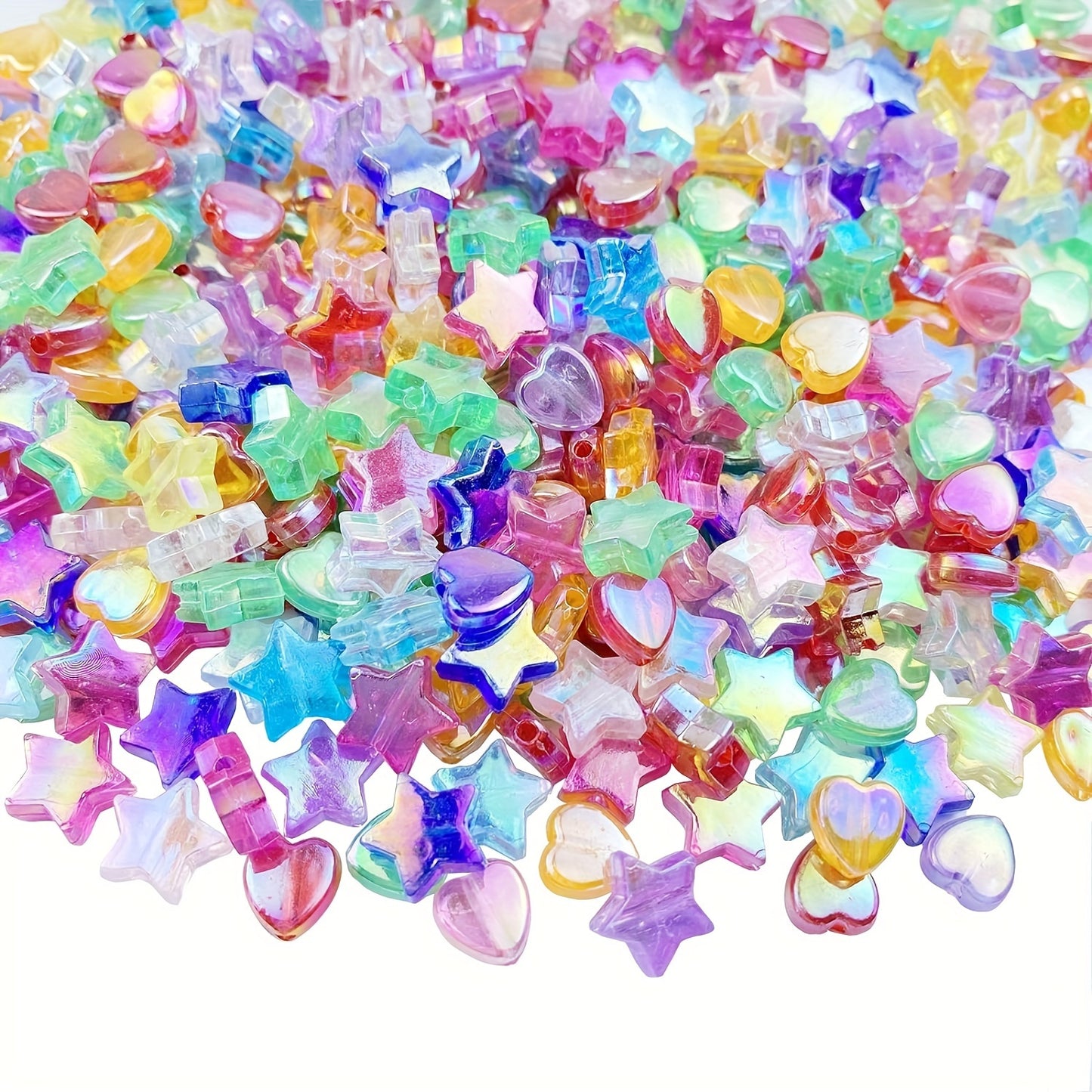 Mix Color AB Plated Acrylic Heart Star Beads