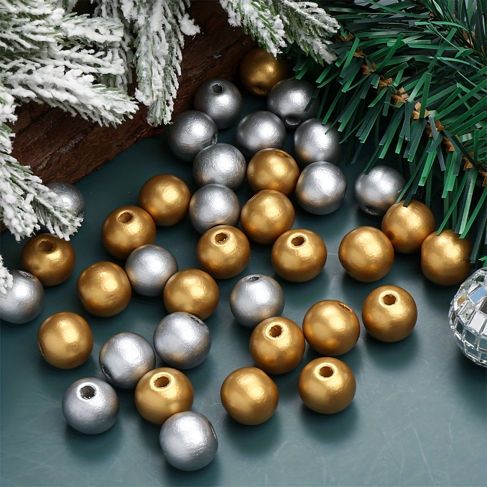 20pcs 16mm Christmas Wooden Round Beads
