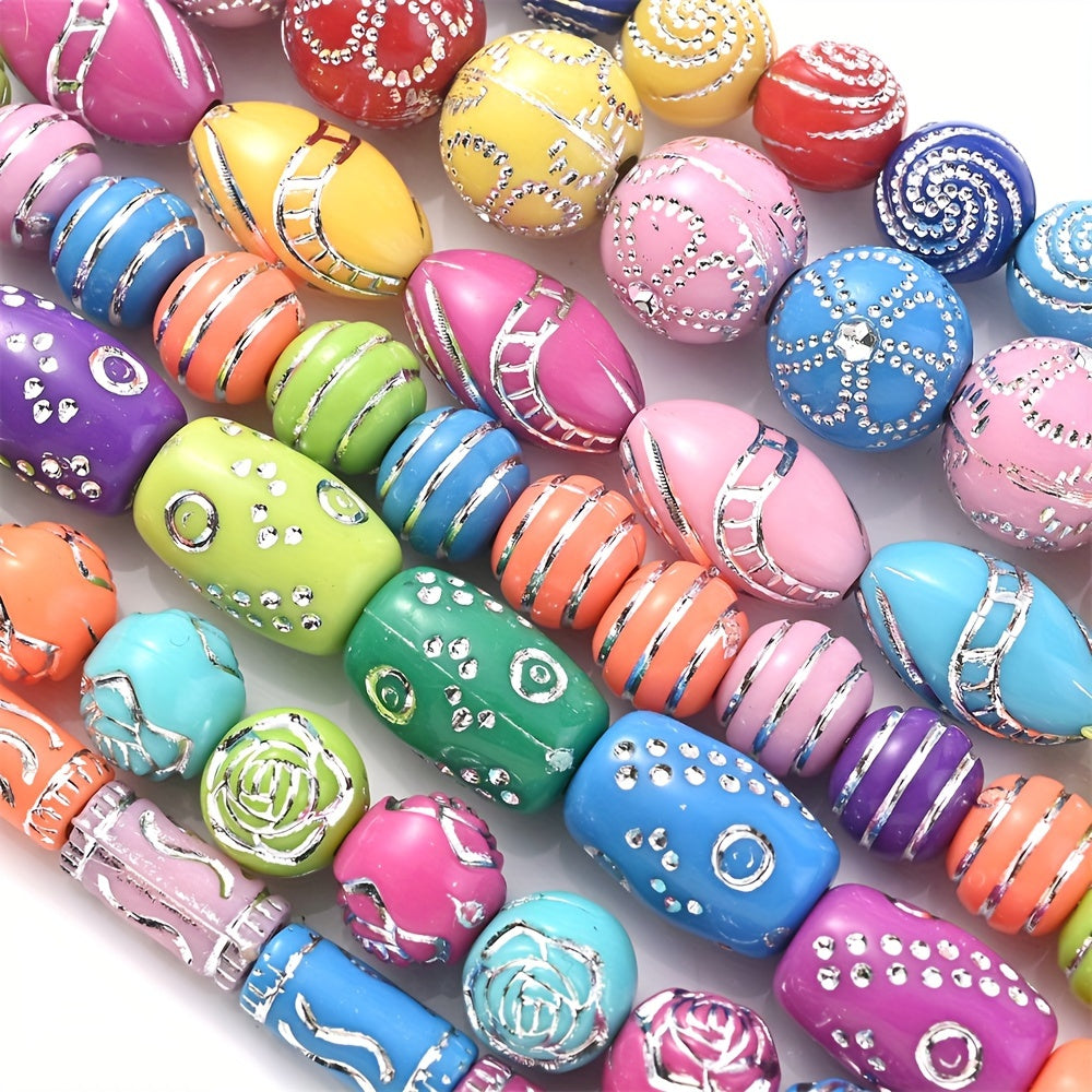 Colorful Imitation Jade Bamboo Joints Acrylic Long Beads Set