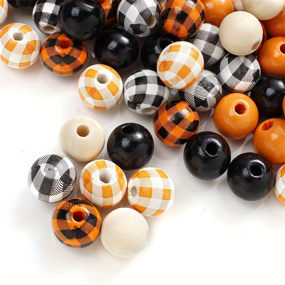 10-Piece Vintage Black Series Punk Skull Head Halloween Wooden Beads Set