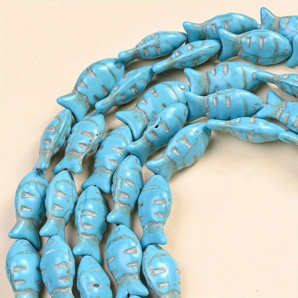 12×23mm Turquoise Blue Fish Stone Beads