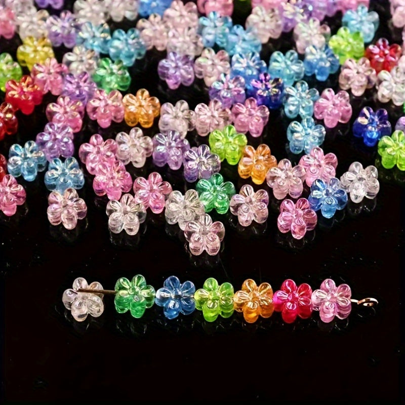 100pcs 4x7mm AB White Flower Beads