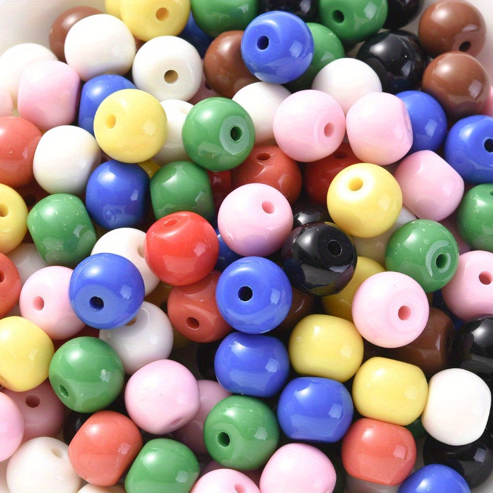 10-12mm Colorful Marbled Gradient Acrylic Large Hole Round Spacer Beads Assortment