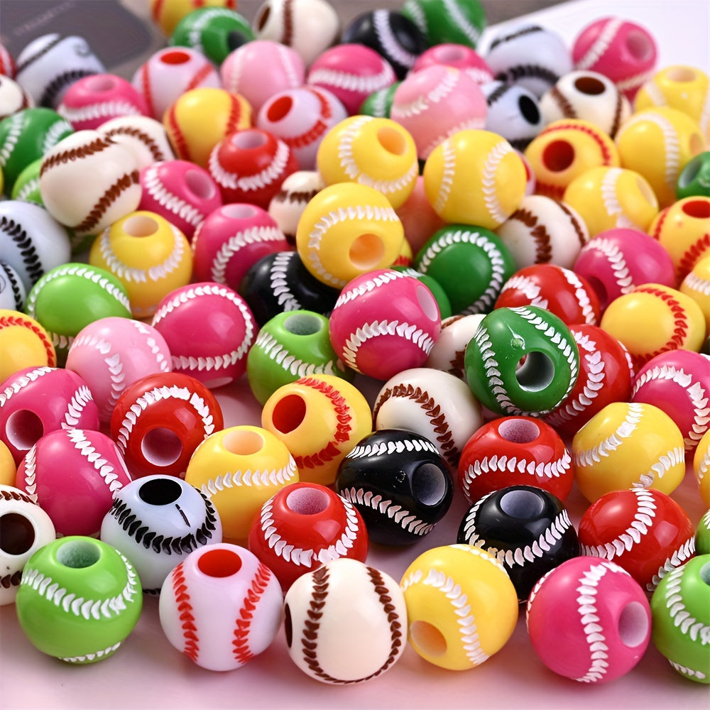 50pcs 11mm Baseball Acrylic Beads