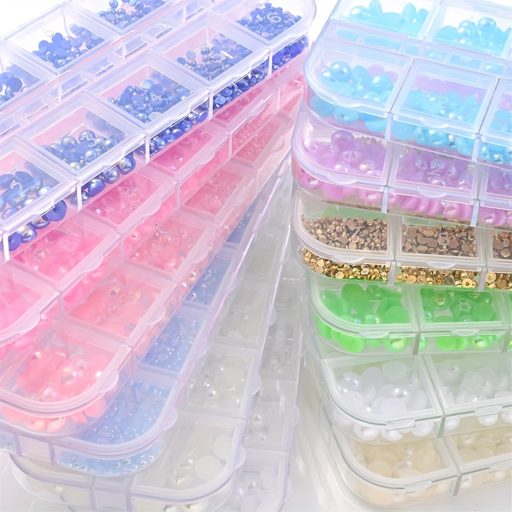 Colorful Half Round Resin Nail Art Beads Set