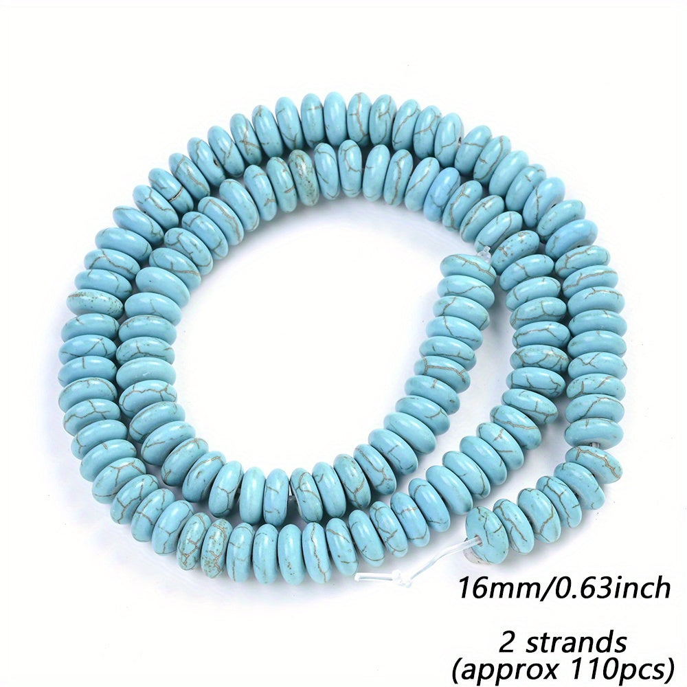 Turquoise Flat Round Lentil Stone Beads