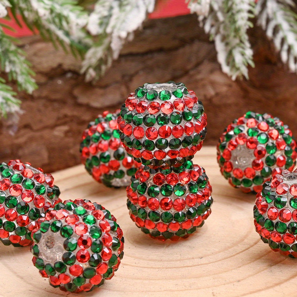 20mm Christmas Rhinestone Resin Ball Beads
