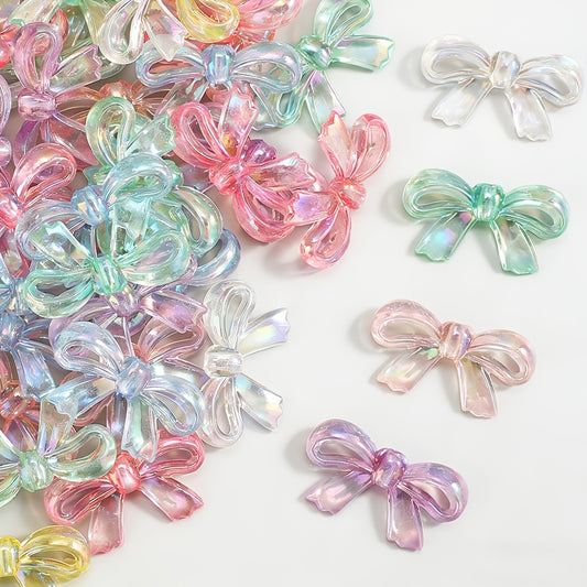 50pcs 22x29mm AB Color Hollow Bow Acrylic Beads