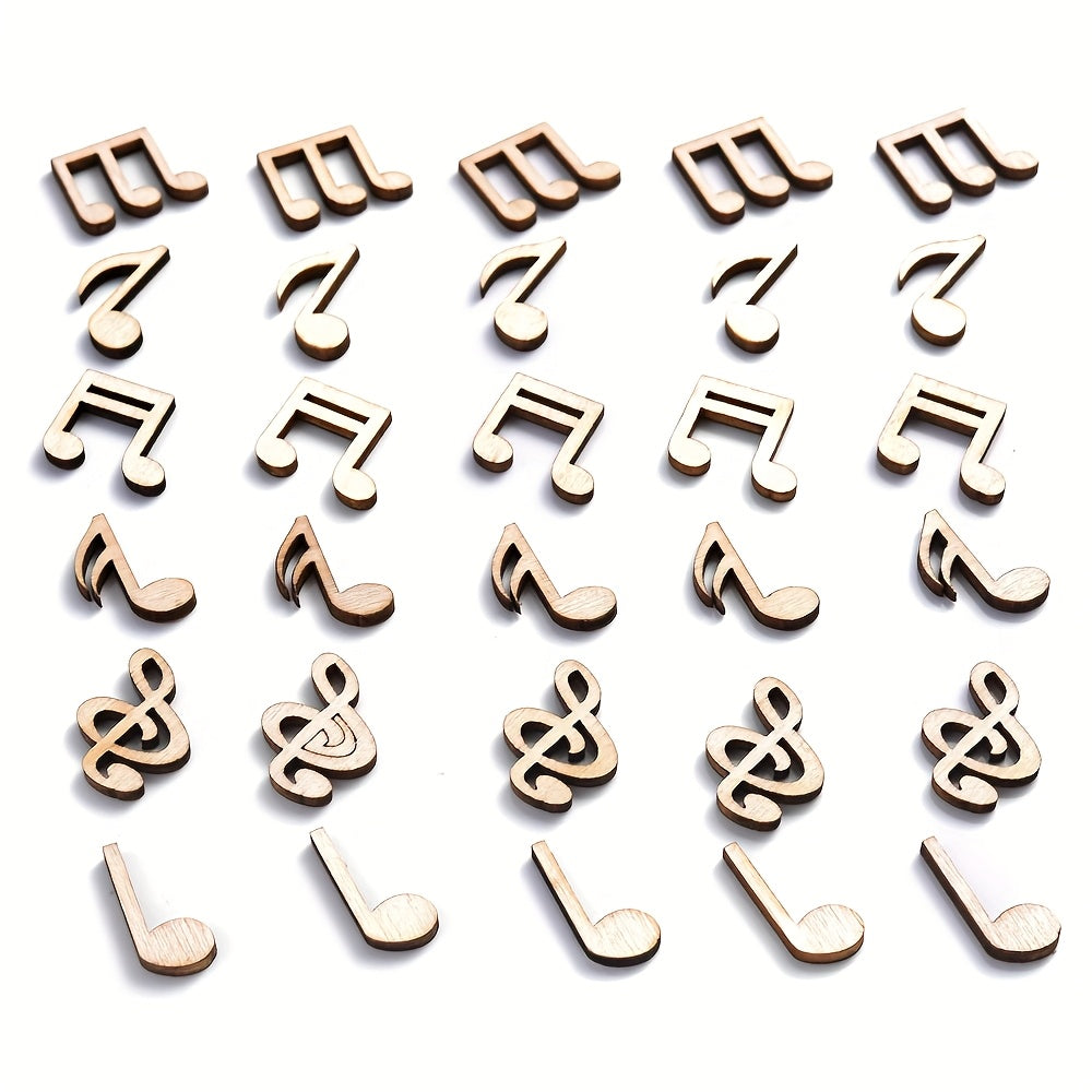 100pcs Wood Note Beads Pendants DIY Music Festival Handcrafts Accessories 9-21mm