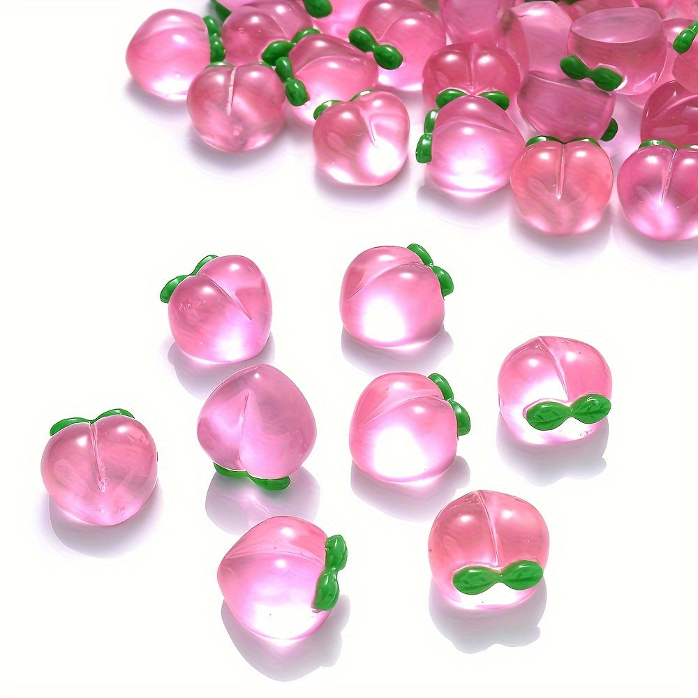 10pcs Pink Transparent Peach Jelly Resin Fruit Beads