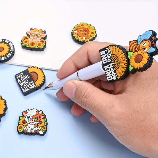 10pcs Floral Silicone Focal Beads