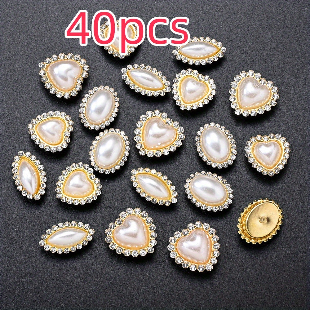 White Imitation Pearl Flatback Oval Heart Beads