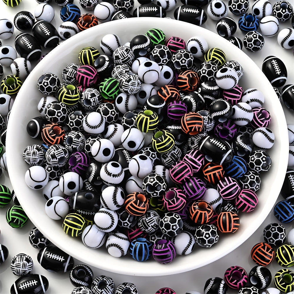 50pcs Sports Theme Acrylic Beads