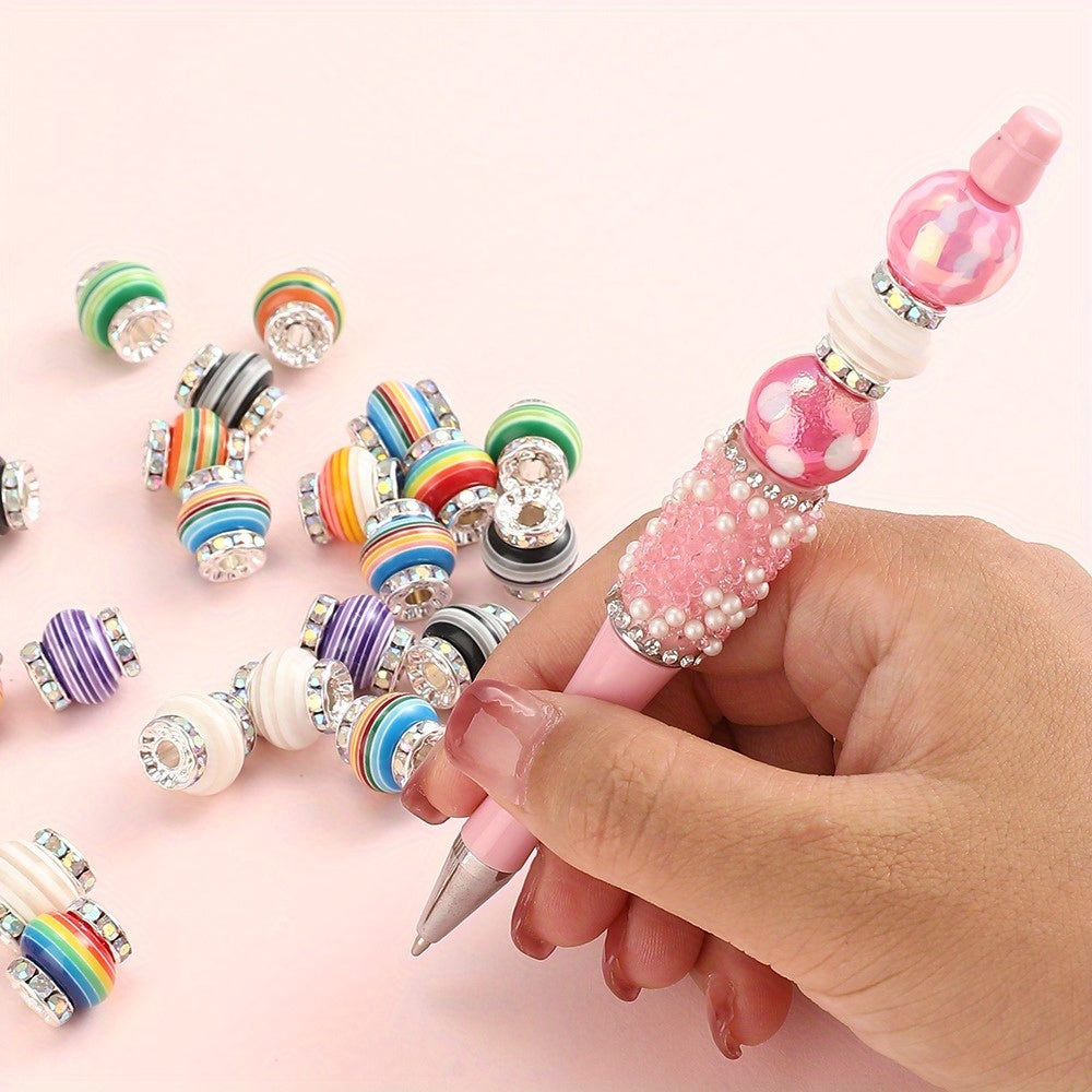 Rainbow Rhinestone Resin Wheel Spacer Beads