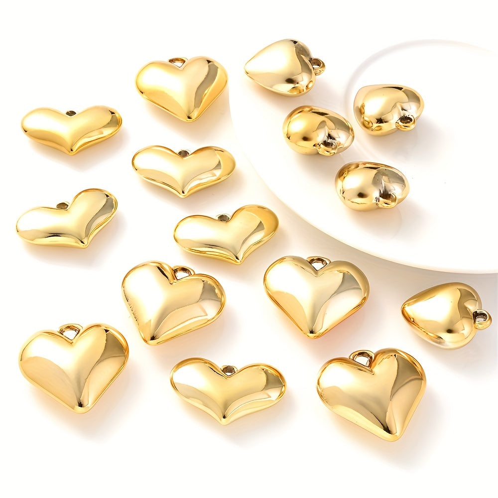 5Pcs Golden Love Heart Pendant Beads CCB Acrylic Charms Beads for Jewelry Making DIY Fashion Bracelet Necklace Earrings Accessories
