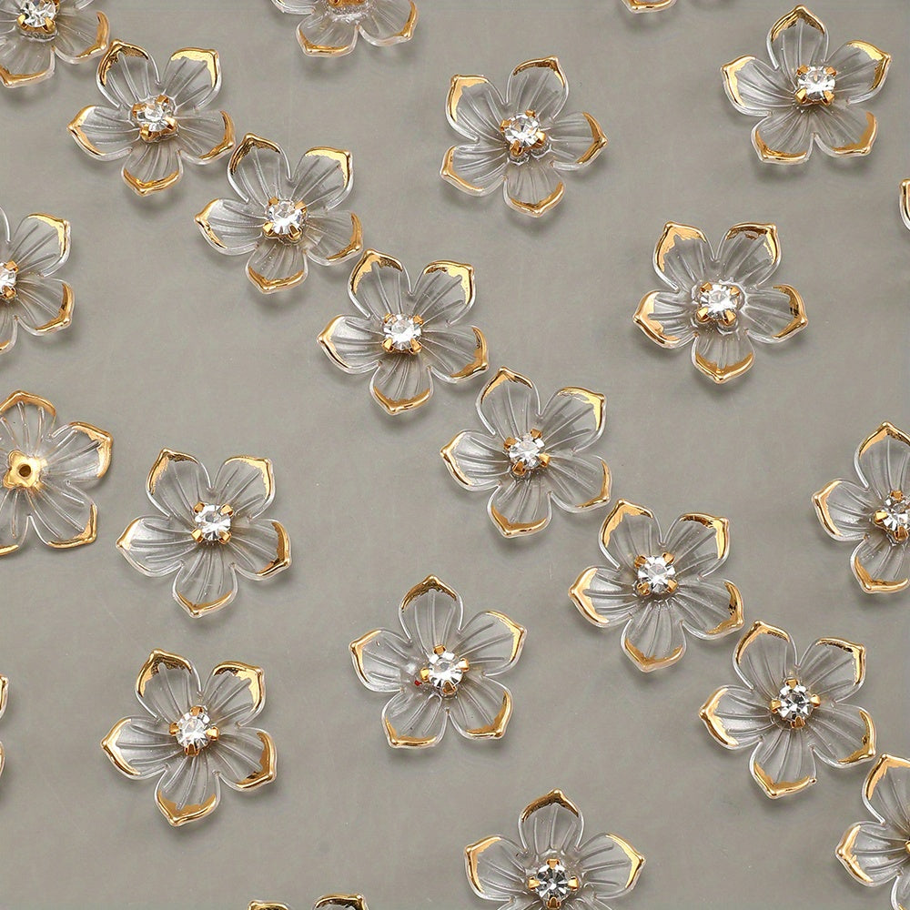 20pcs/set Transparent Flower Petal Acrylic Flatback Beads