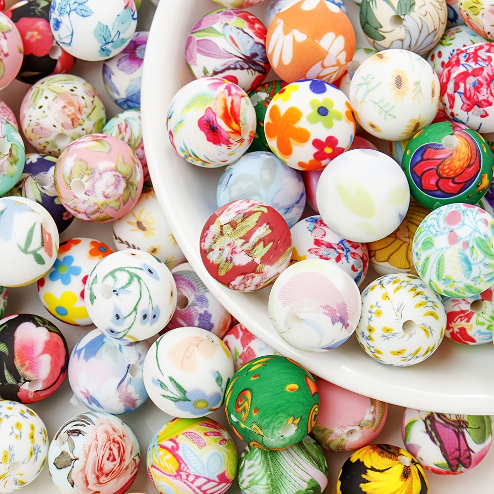 15mm Floral Silicone Beads