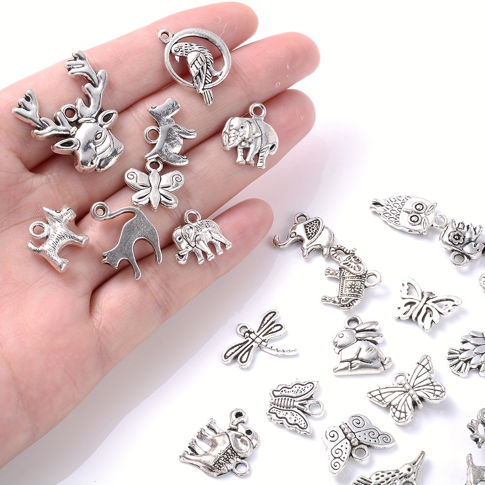 50PCS Vintage Metal Animal Charms Pendant Beads for Jewelry Making DIY Bracelet Necklace Accessories Wholesale