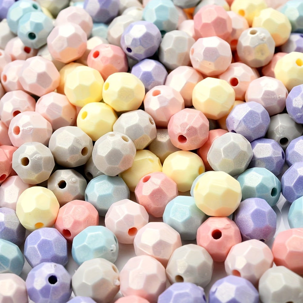 100pcs 8mm Mixed Color Polygonal Acrylic Beads