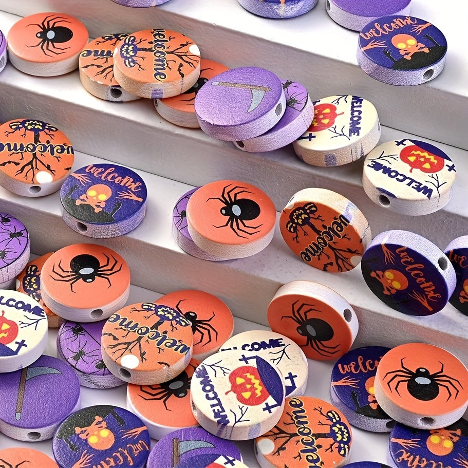 10pcs 20mm Halloween Wooden Round Beads