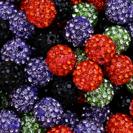 20/50pcs 10mm Halloween Rhinestone Round Beads
