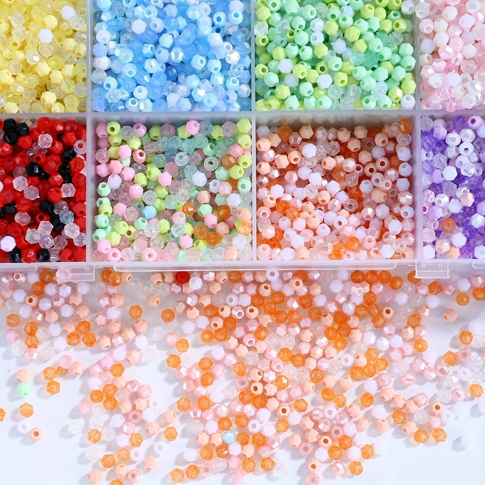 500pcs 4mm Faceted Mixed Color Acrylic Beads