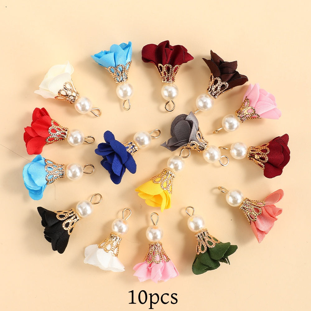 10pcs Colorful Petal Tassel Charm Pendants