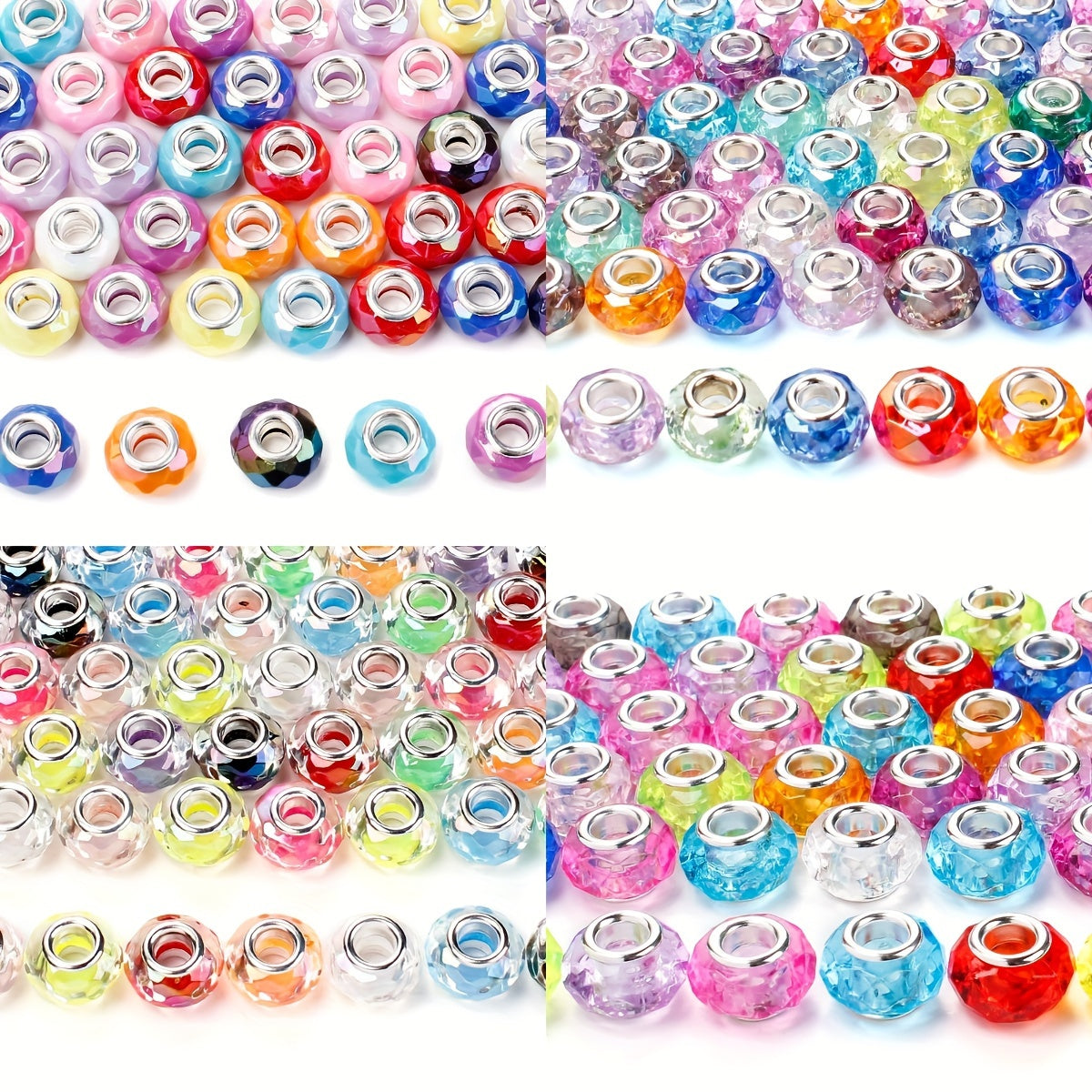 20pcs 15mm Mixed Color Big Hole Acrylic Wheel Beads