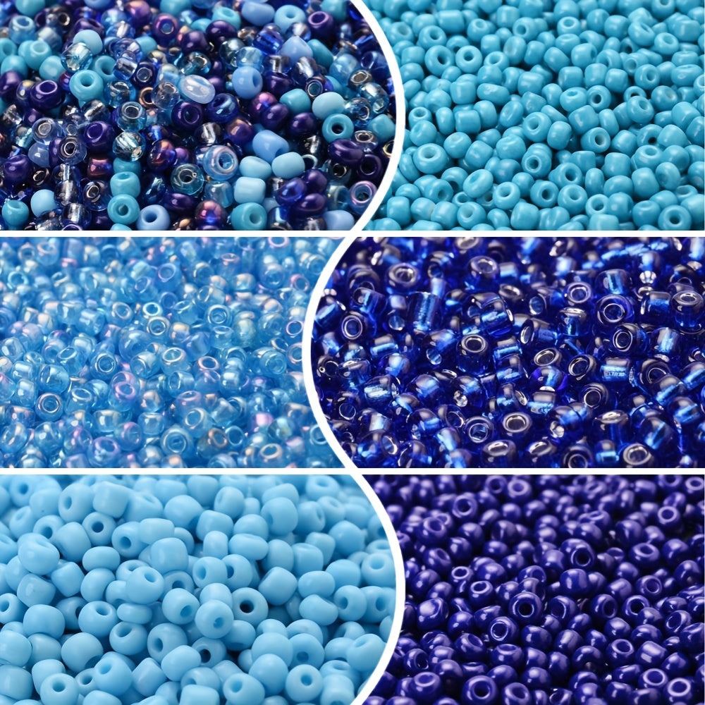 300pcs 3mm Blue Series Glass Rice Beads
