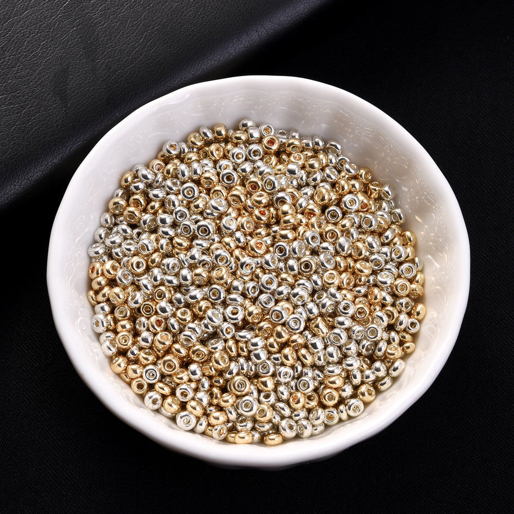 200/500/1000pcs Golden & Silvery Glass Seed Beads