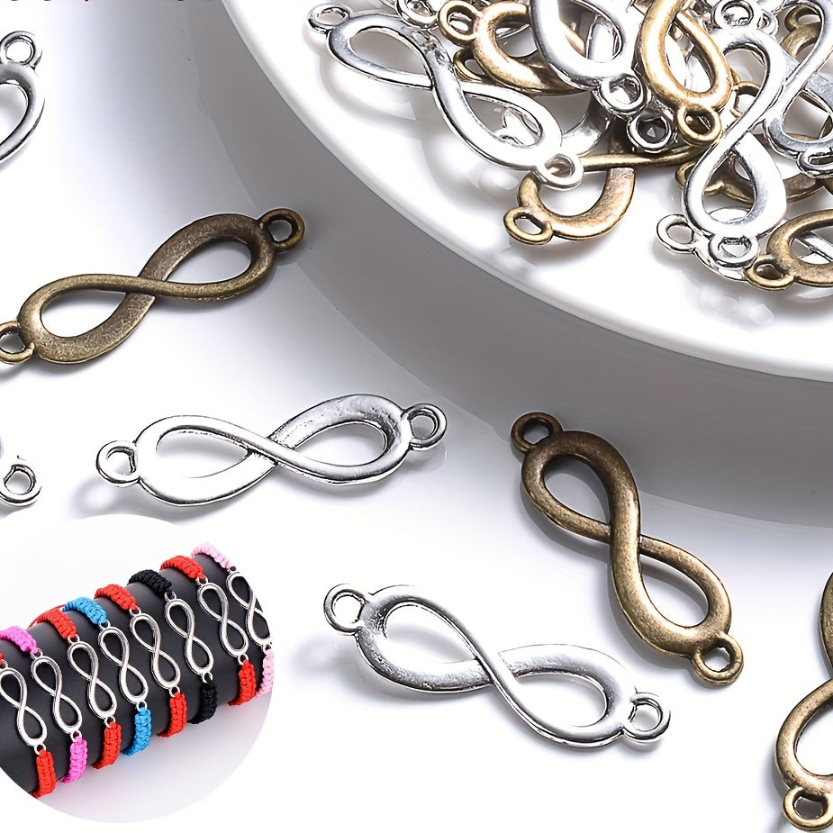 30Pcs Antique Metal Infinite Shape Pendant Beads 8 Forever Sign Spacer Beads for Jewelry Making Bracelet Necklace Findings Supplies