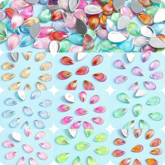 500pcs 8x12mm Waterdrop Resin Flatback Beads