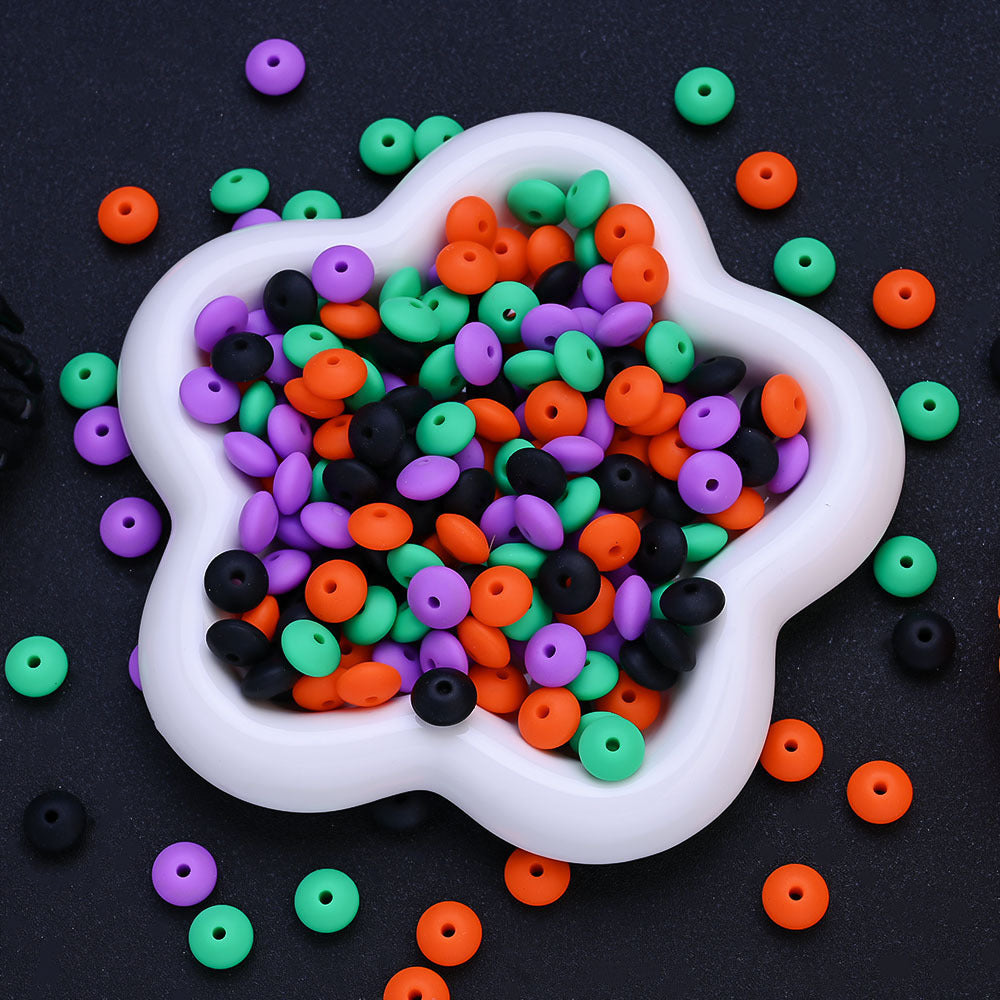 Halloween Oval Silicone Abacus Beads
