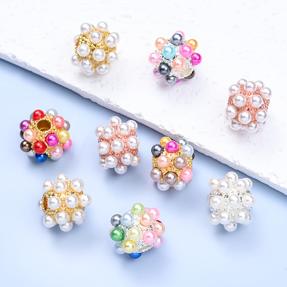 5pcs 13x17mm Colorful Alloy Imitation Pearl Beads