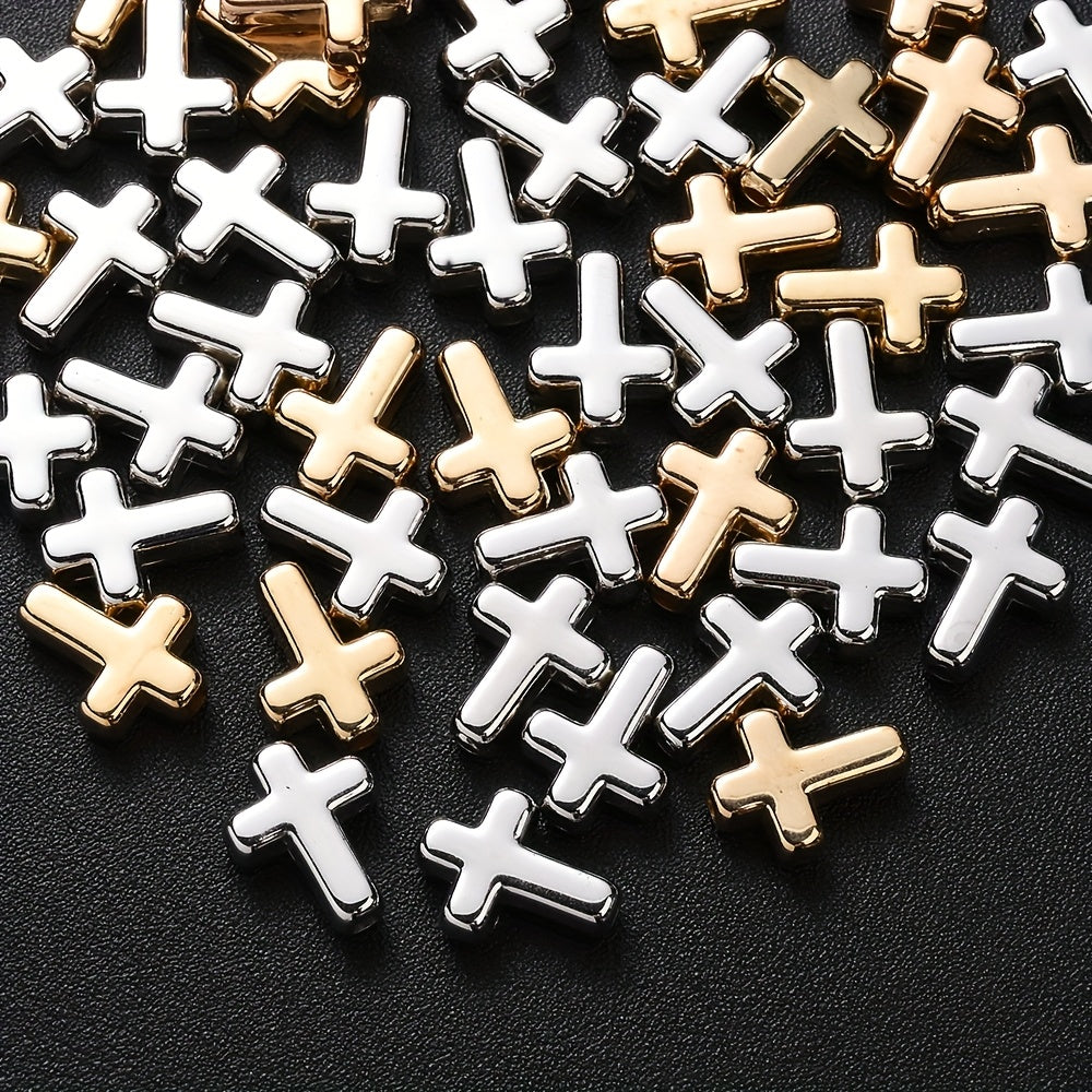 Golden Silvery CCB Cross Spacer Beads