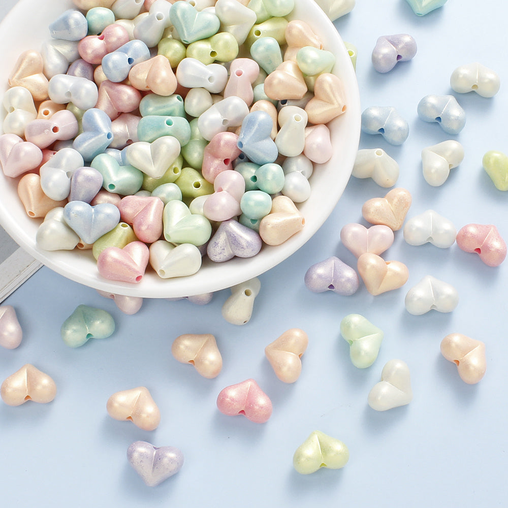 30pcs 11x15mm Macaron Peach Heart Acrylic Beads