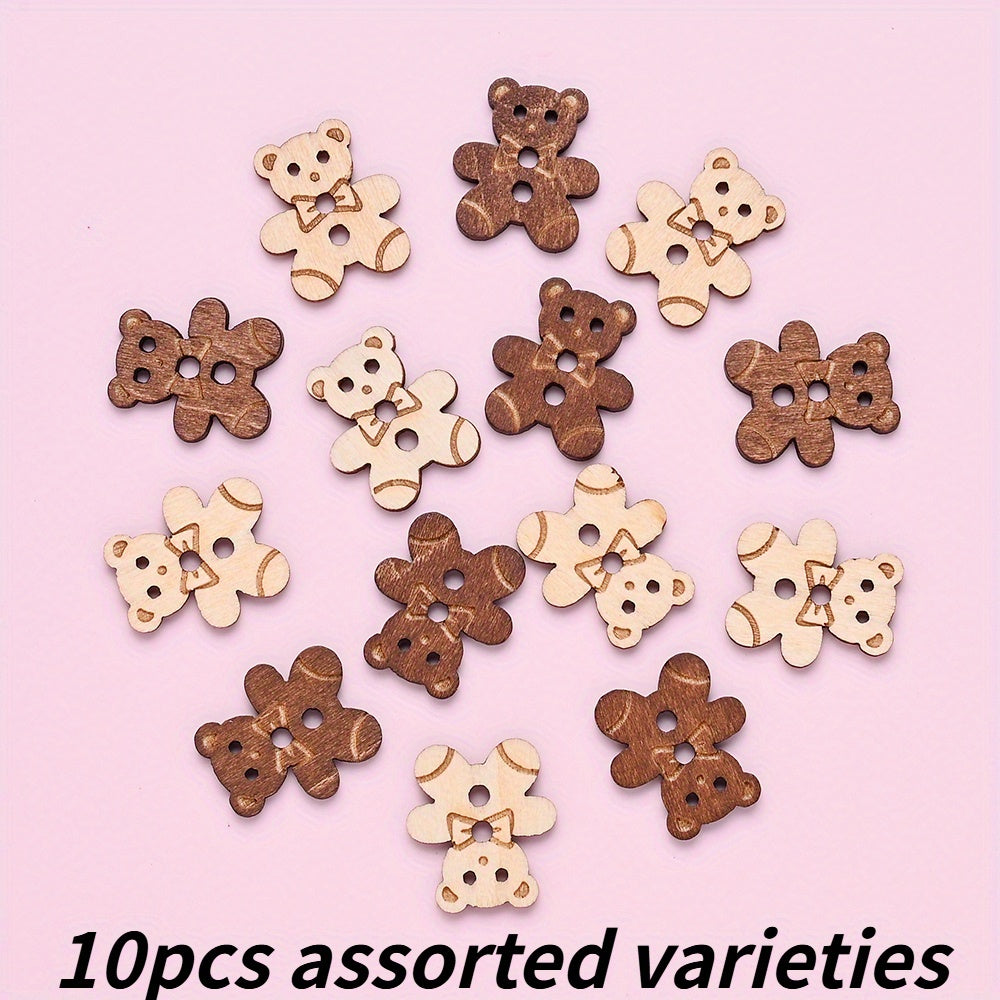 15.8x17.7mm Bear Wooden Button Beads