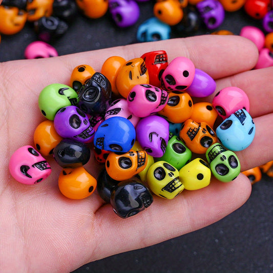 50pcs 9x12mm Halloween Skull Acrylic Beads