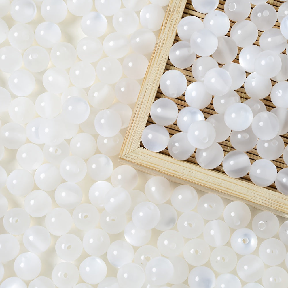 20/100pcs 6/8/10/12mm White Cat Eye Resin Beads