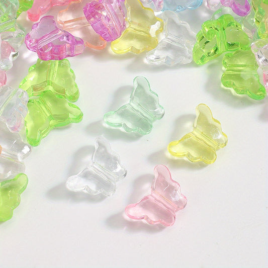 50pcs Transparent Butterfly Acrylic Beads