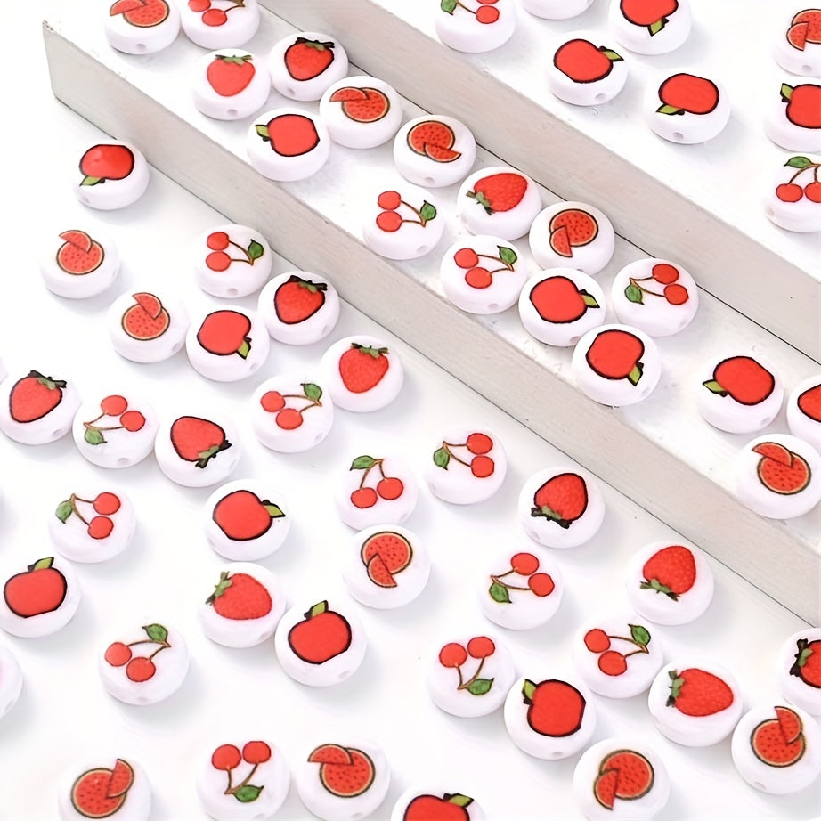 30Pcs Fruit Acrylic Beads Red Strawberry Loose Spacer Beads for Jewelry Making DIY Handmade Necklace Bracelets Accessories