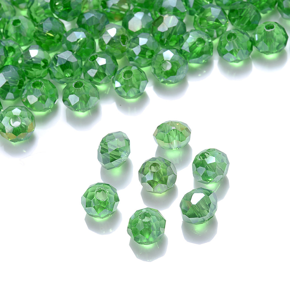 68/88/130pcs 4/6/8mm AB Green Artificial Crystal Flat Beads