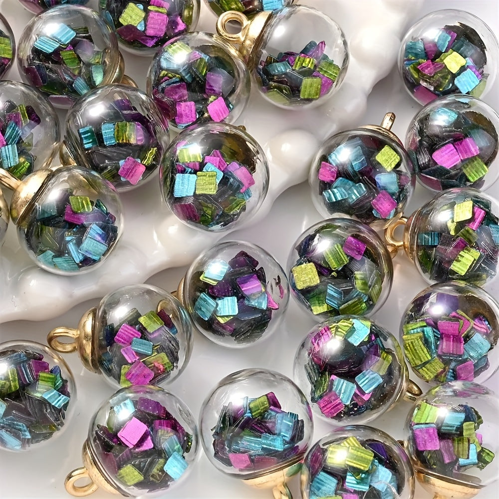 10pcs 16x21mm Transparent Glass Ball Square Pendants
