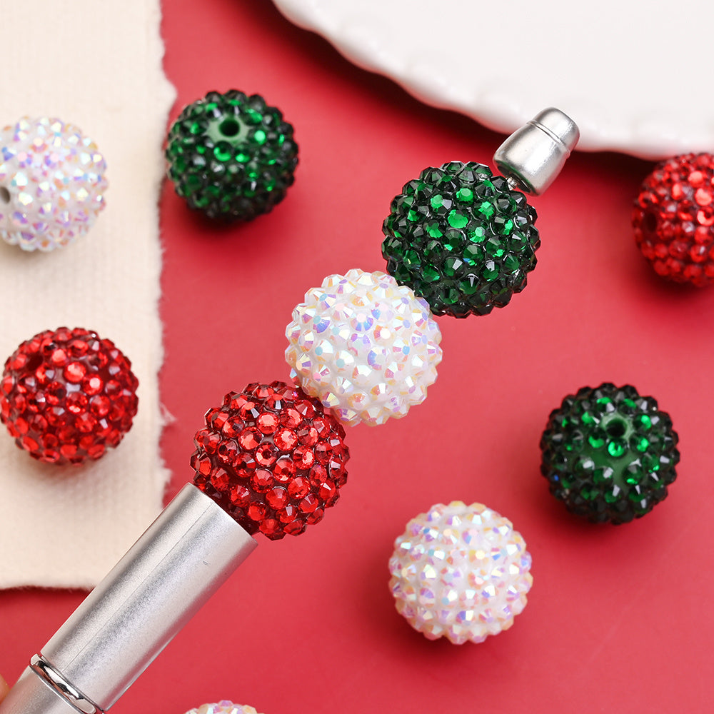 20mm Christmas Rhinestone Disco Ball Resin Beads